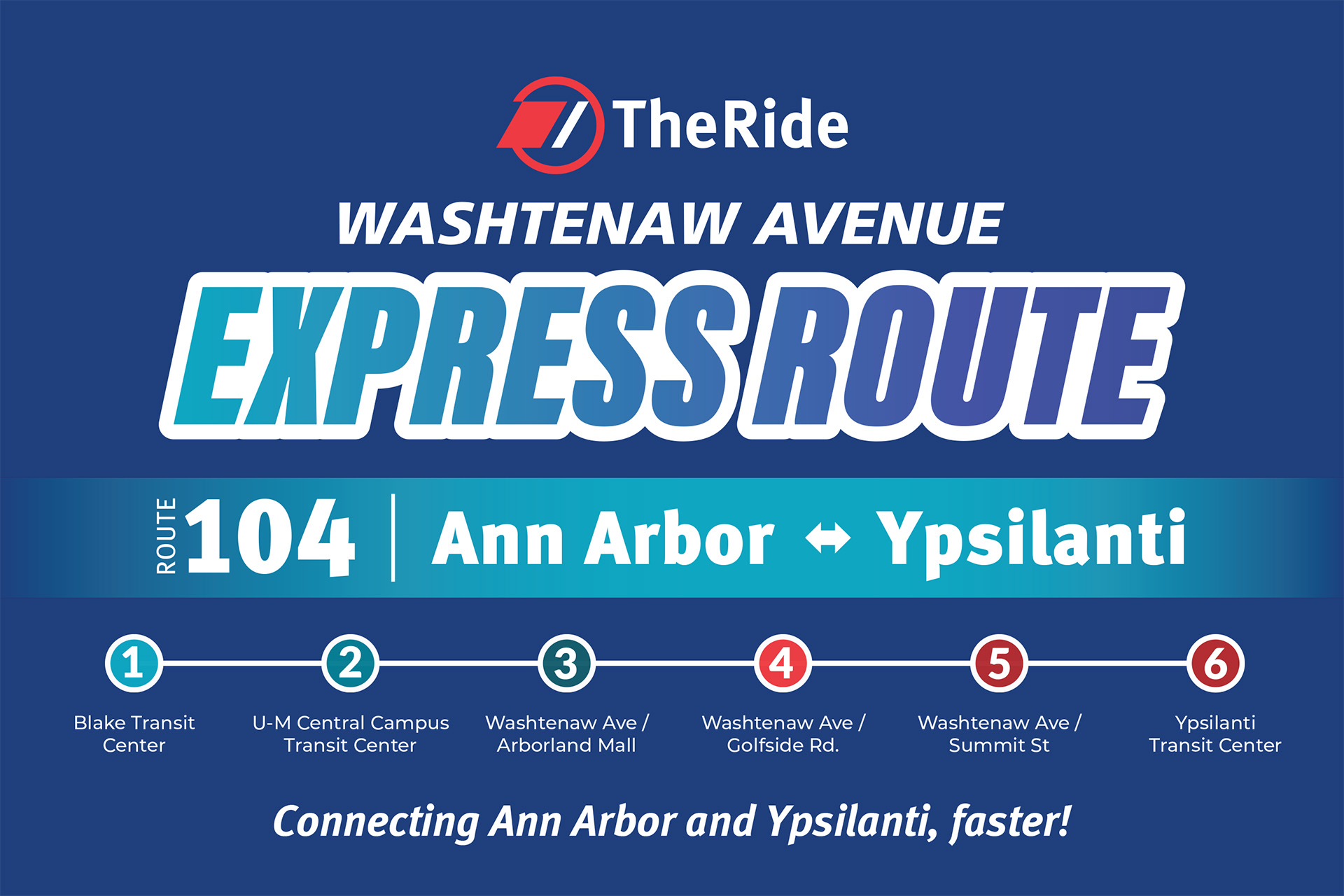 Postcard design for Washtenaw Avenue Express Route.